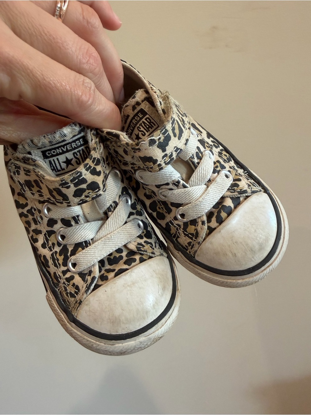 Converse Kids Leopard Print Canvas Sneakers - Cream & Black